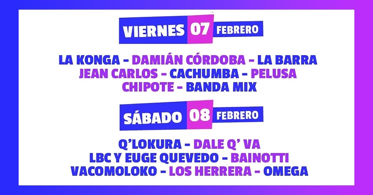 Grilla Cosquin Cuarteto 2025
