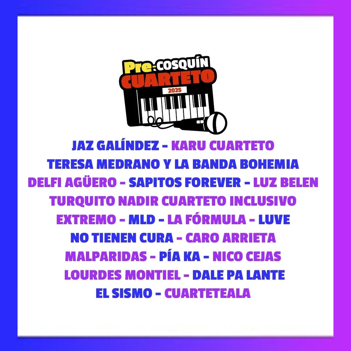 Finalistas Pre Cosquin Cuarteto 2025
